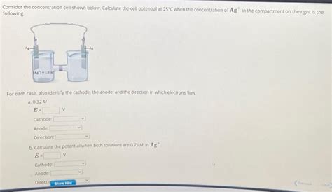 Consider The Concentration Cell Shown Below Chegg