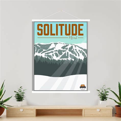 Solitude Utah Ski Resort Illustration Print | Hanging Canvas of