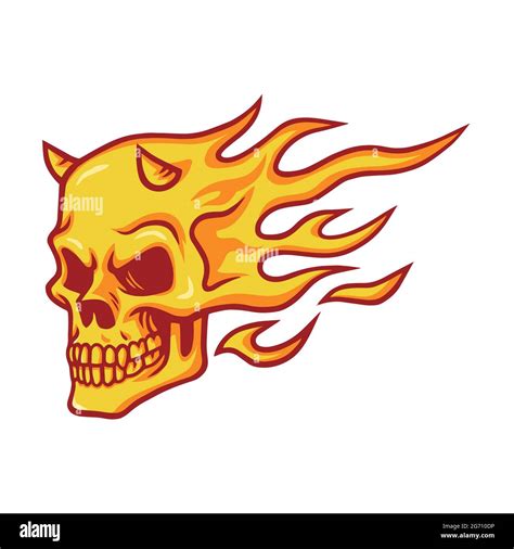 Skull Burning Fire Flame Vector Stock Vector Image Art Alamy