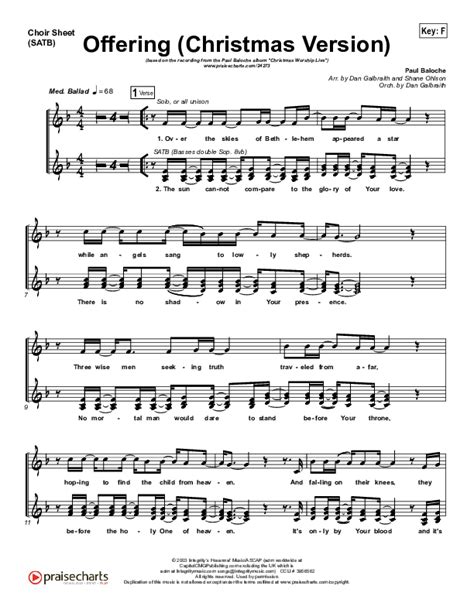 Offering Christmas Choir Sheet Music Pdf Paul Baloche Praisecharts