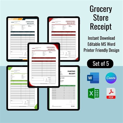 Grocery Store Receipt Template Printable PDF, Excel, Word