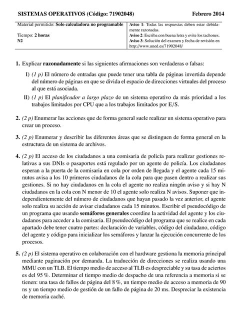 Exámen febrero 2014 preguntas y respuestas examen resuelto