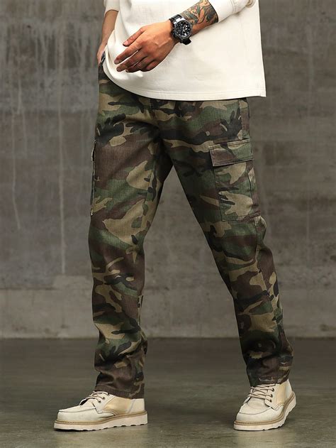 Manfinity LEGND Men Camo Print Flap Pocket Side Cargo Pants SHEIN USA