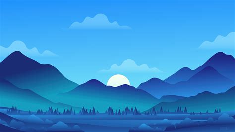 Mountain Landscape Scenery Minimalist Minimalism Digital Art 4k