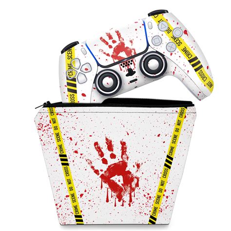 KIT Capa Case E Skin PS5 Controle Cena De Crime Scene Pop Arte Skins