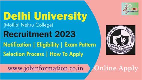 Motilal Nehru College Du Recruitment 2023