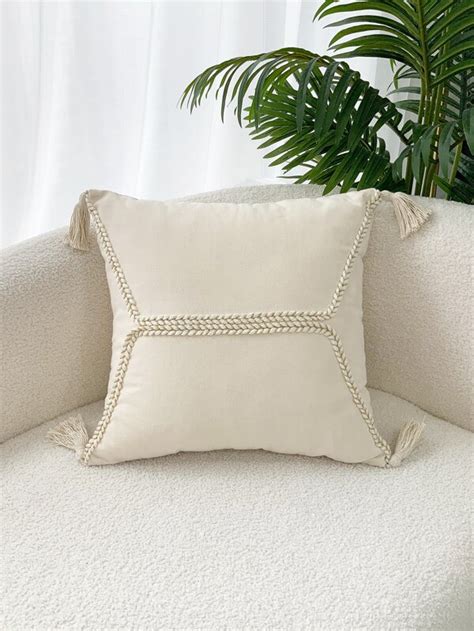 Pc Tassel Decor Cushion Cover Without Filler Simple Throw Pillow Case