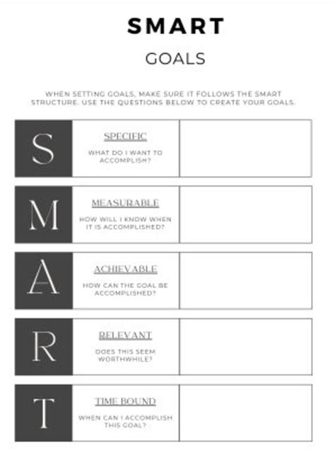 Smart Goals Printable Pdf Sheet Etsy