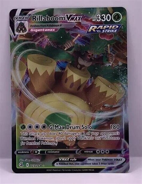 Pokémon TCG Rillaboom VMAX Fusion Strike 023 264 Holo Ultra Rare Free