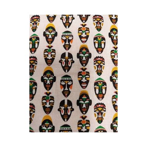 Tissu Coton Imprime Masque Africain Vendu Au Metre