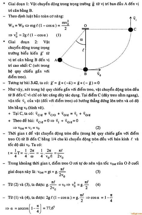Bài tập Bảo toàn cơ năng con lắc đơn vật lí 10