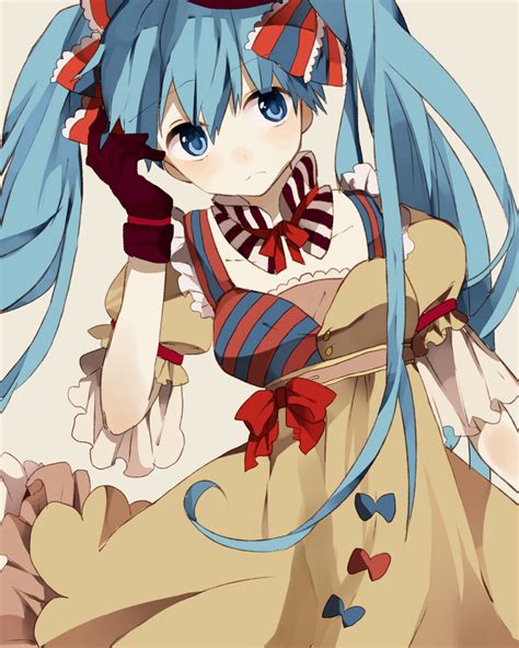 Safebooru 1girl Aqua Hair Blue Eyes Bowtie Gloves Hair Ribbon Hatsune