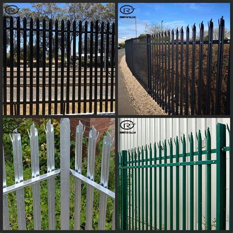 Black Powder Coated Spear Top Tubular Steel Picket Security Fencing