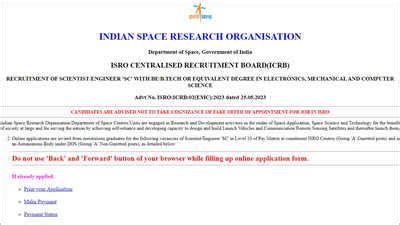 Isro Recruitment Online Applications Open For Scientist