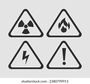 Triangular Danger Signs Symbols Set Informing Stock Vector Royalty