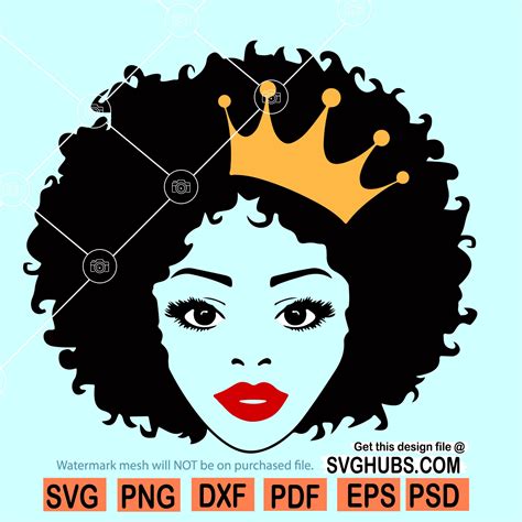 Afro Queen With Crown Svg Afro Queen Svg Afro Woman Svg The Best Porn