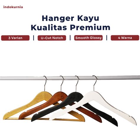 Jual Indokurnia Hanger Kayu Kualitas Premium Dewasa Palang Hitam