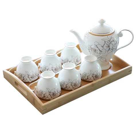 8pcs Set Fine Bone China Espresso Cups Set Porcelain Gold Floral Tea