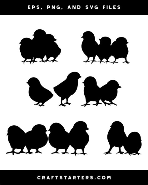 Baby Chicks Silhouette Clip Art