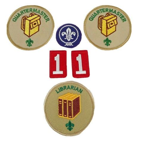 Boy Scout Patches Mixed Lot Of 6 Quartermaster Librarian Numerals Bsa