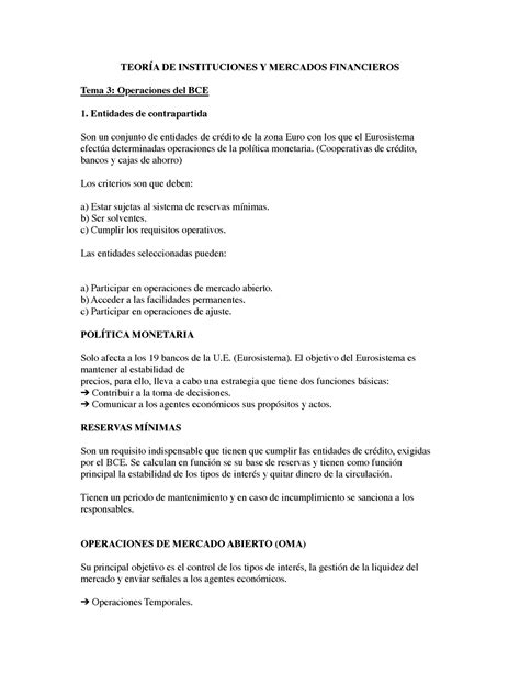 Instituciones Y Mercados Financieros Tema 3 al tema 5 TEORÍA DE