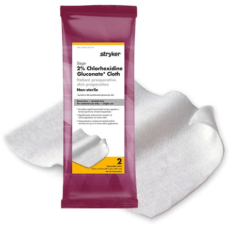 Sage 2 Chlorhexidine Gluconate Chg Cloths 6pk Stryker Home Care