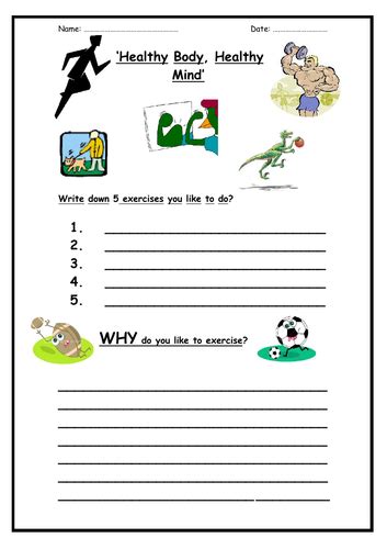 Healthy Body Healthy Mind 2 Worksheets Teaching Resources