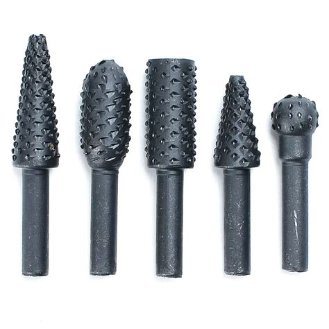 Pcs X Black Steel Rotary Burr Set Mm Shank Wood Carving Rasp