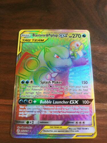 Blastoise And Piplup Gx Tag Team Rainbow Rare Values Mavin