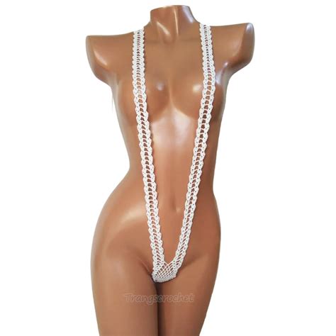 Crochet Slingshot Bikini Extreme Monokini Extreme String Micro Etsy Vietnam Crochet Monokini