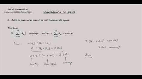 Series Convergencia Criterio Series Con Distintos Signos Youtube