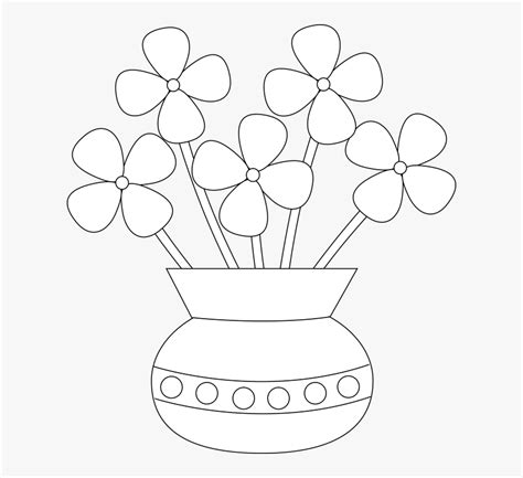 Vase With Flowers At Easy Flower Vase Drawing Hd Png Download