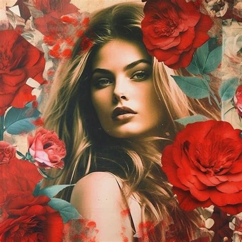 Premium Ai Image Arafed Image Of A Woman With Long Hair And Red Roses Generative Ai