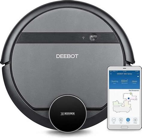 Ecovacs Connected Black D Robotstofzuiger Met Dweilfunctie Smart