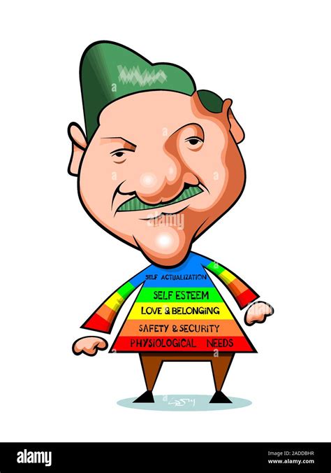 Caricature Of The Us Psychologist Abraham Maslow 1908 1970 Wearing A