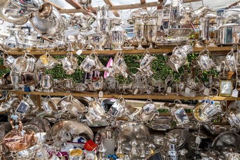 Antique Silverware For Sale At A Market Stall In Portobello Road