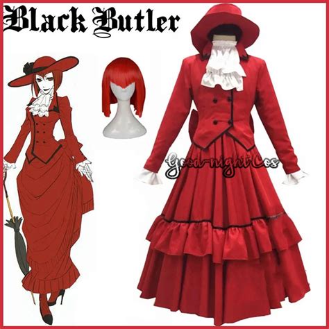 Anime Black Butler Madam Red Angelina Dalles Disfraz De Cosplay Peluca