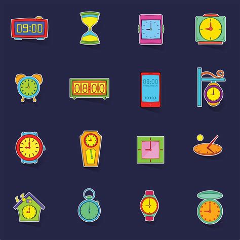 Time And Clock Icons Set Vector Sticker 21413900 Vector Art At Vecteezy