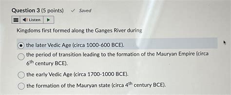 Solved Question Points Savedkingdoms First Formed Chegg