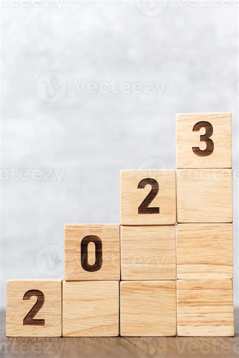 2023 wood block with business goal, success, strategy, target, mission ...