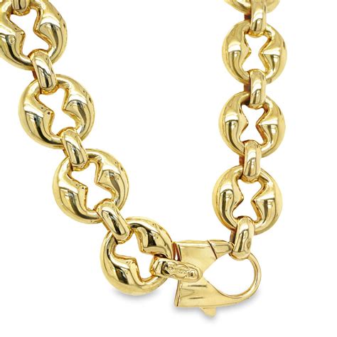 Mariners Puffed Link Chain Unoaerre Necklace 18k Yellow Gold For Sale