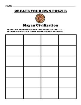 Mayan Civilization Puzzle Worksheet Packet Topics By Bac Education