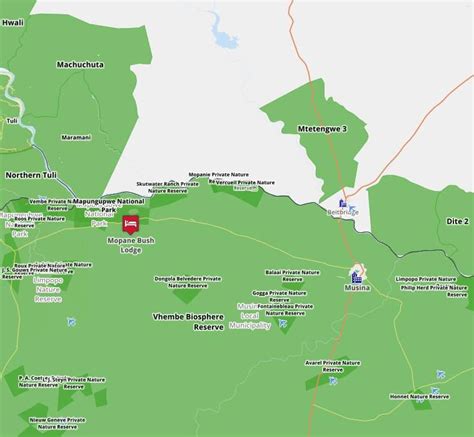 Map of Mopane Bush Lodge, Mapungubwe National Park