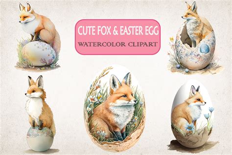 Cute Fox And Easter Egg Clipart Bundle Graphic By Mulew · Creative Fabrica