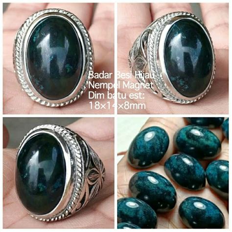 Jual Batu Cincin Badar Besi Hijau Nempel Magnet Natural Alam