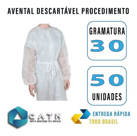 50 Avental Hospitalar Descartavel Tnt 30gr Manga Longa Mebuscar Brasil