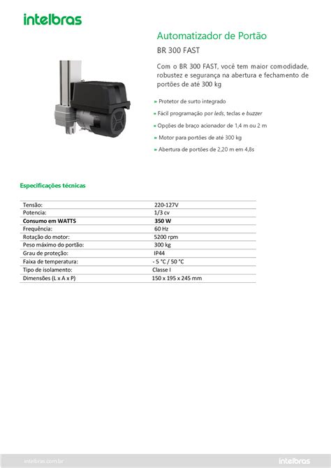 Automatizador De Port Es Basculante Br Fast Intelbras