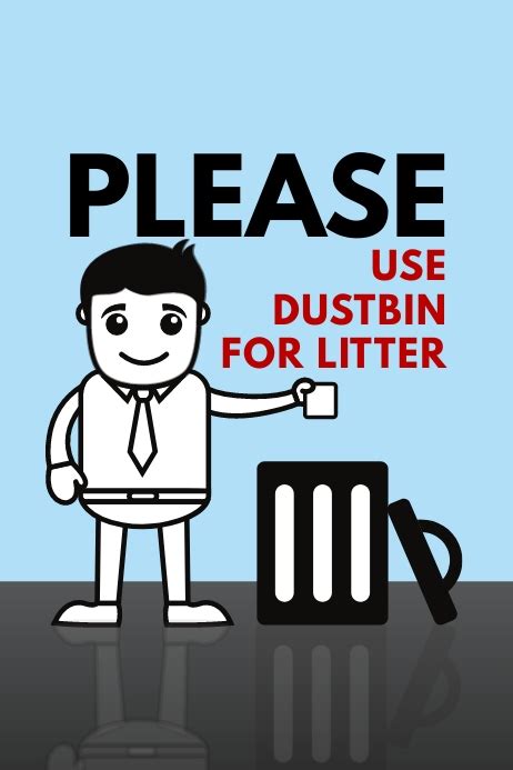 Use Dustbin For Litter Awareness Poster Design Template Save Food