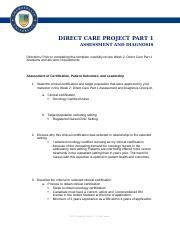 NR447 Direct Care Project Part 1 Docx DIRECT CARE PROJECT PART 1