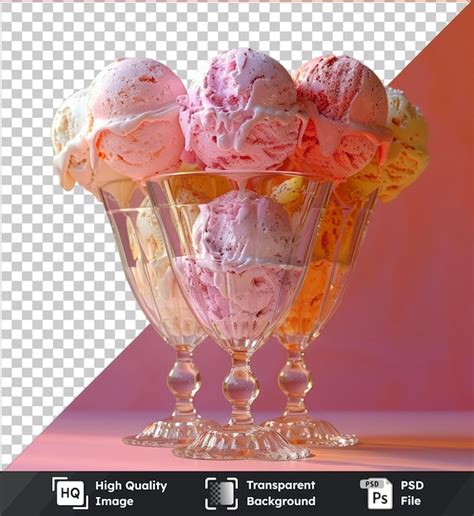 Premium Psd Transparent Psd Picture Of Ice Creams In A Glass On Pink